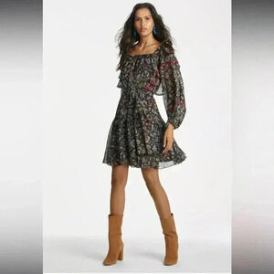 NWT SACHIN & BABIN Oliver ruffle floral square neck tie belt sun Anthropologie